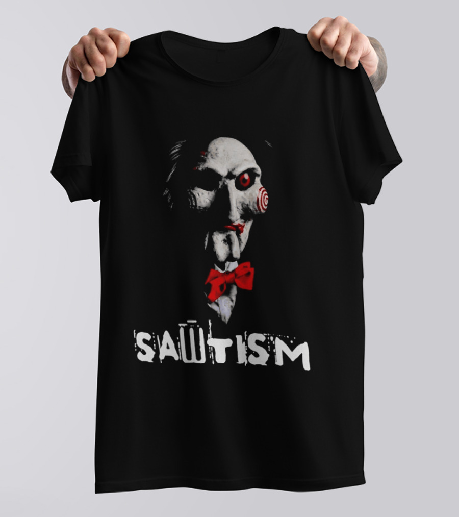 Sawtism Billy Puppet Jigsaw Horror Dark Humor T-Shirt