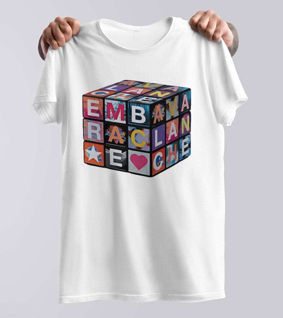 Avalanche Embrace Rubiks Cube Heart Star Colorful Letters T-Shirt