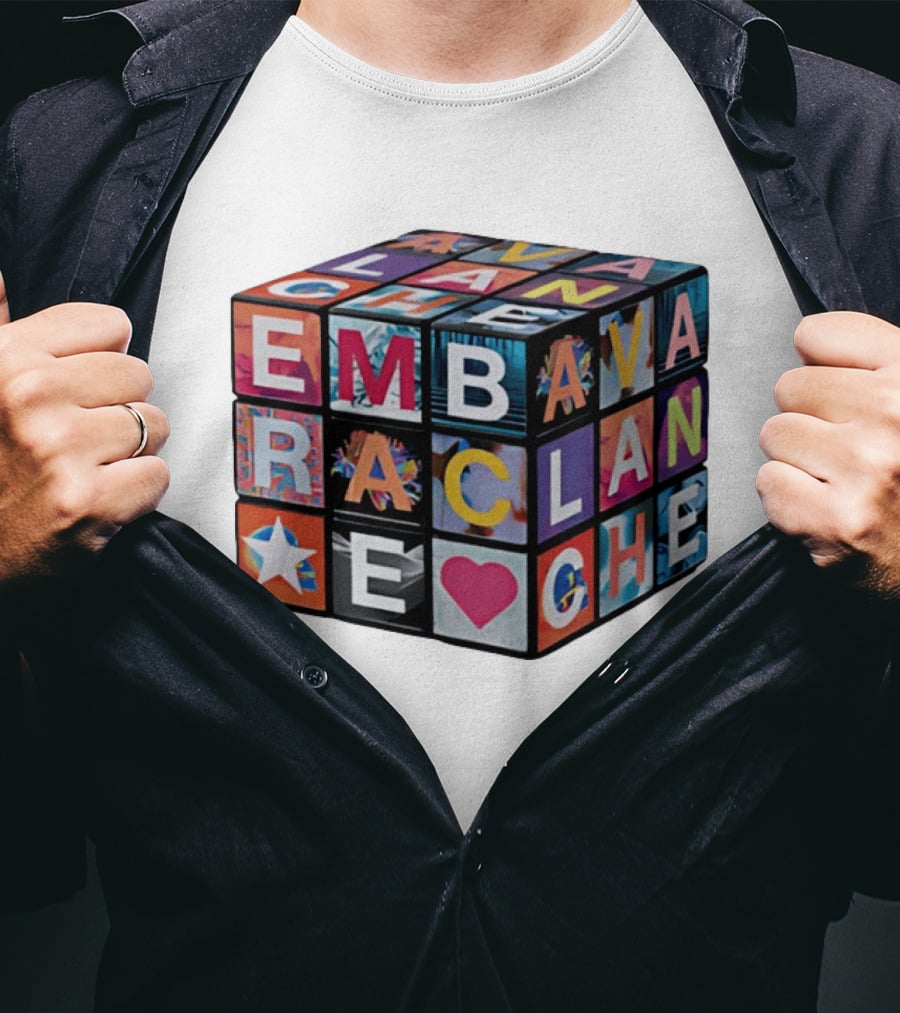 Avalanche Embrace Rubiks Cube Heart Star Colorful Letters T-Shirt