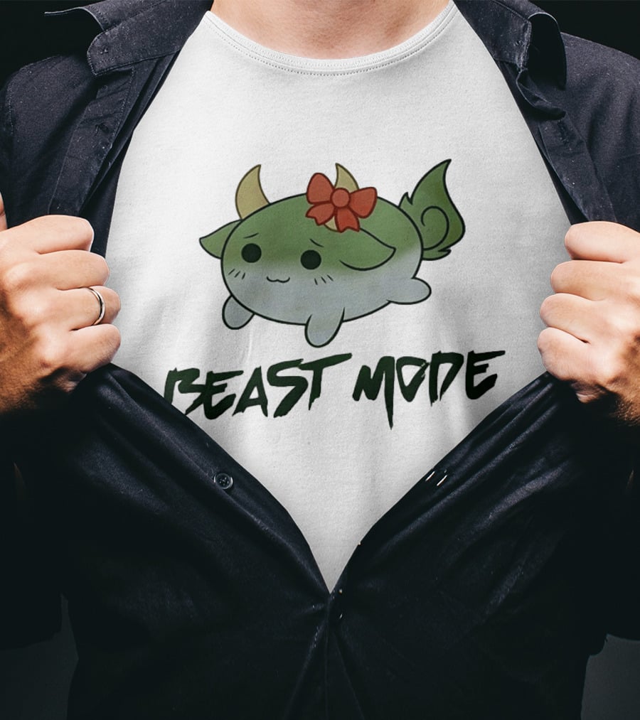 Beast Mode Cute Mythical Creature With Red Bow T-Shirt