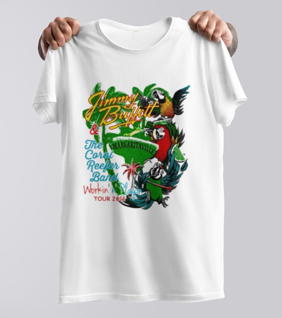 Jimmy Buffett Margaritaville Workin' And Playin' Tour 2015 Coral Reefer Band T-Shirt