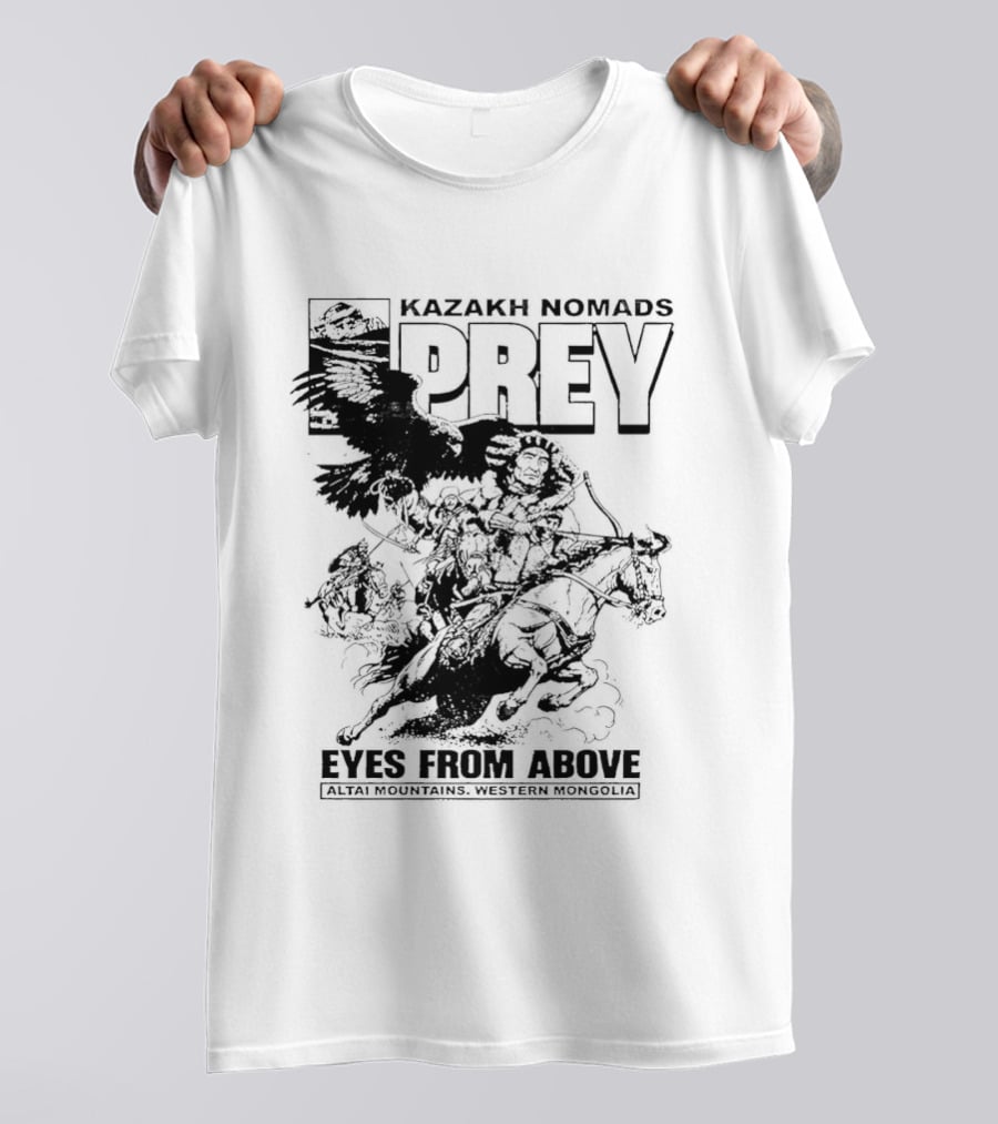 Kazakh Nomads Prey Altai Mountains Western Mongolia Eagle Rider T-Shirt