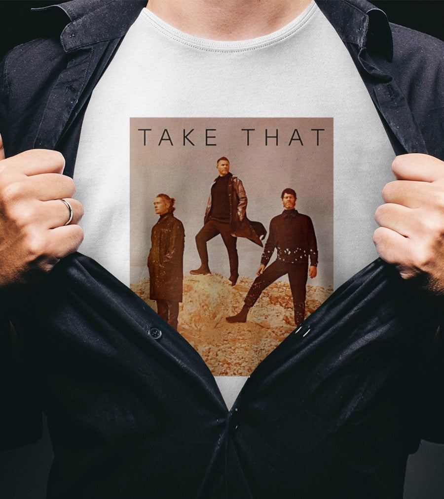 Take That Band Members Standing On Rocky Terrain T-Shirt