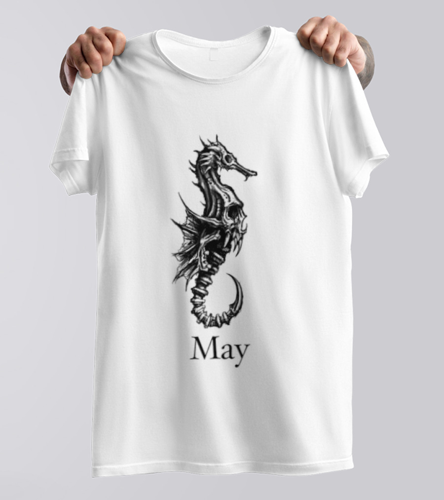May Skull Seahorse Zodiac Gothic T-Shirt