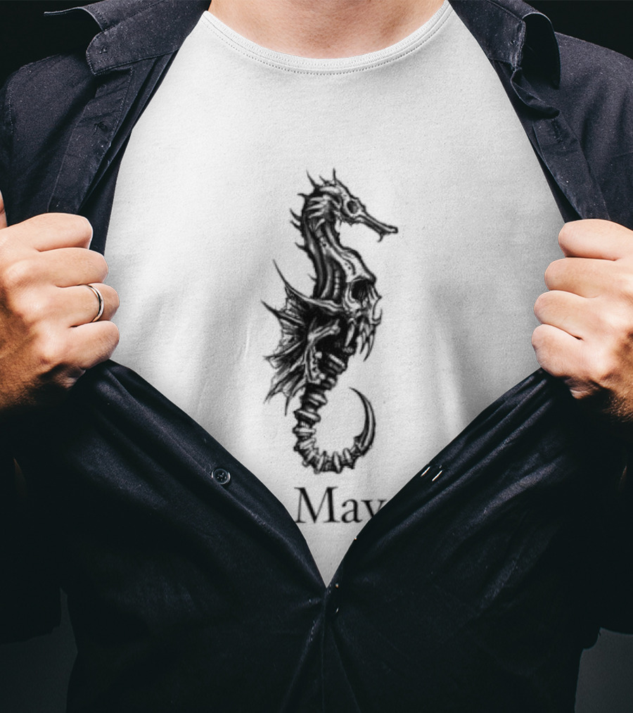 May Skull Seahorse Zodiac Gothic T-Shirt