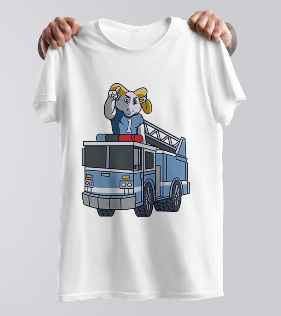 UNC Tar Heels Ram Mascot On Fire Truck Sports Team Merchandise T-Shirt