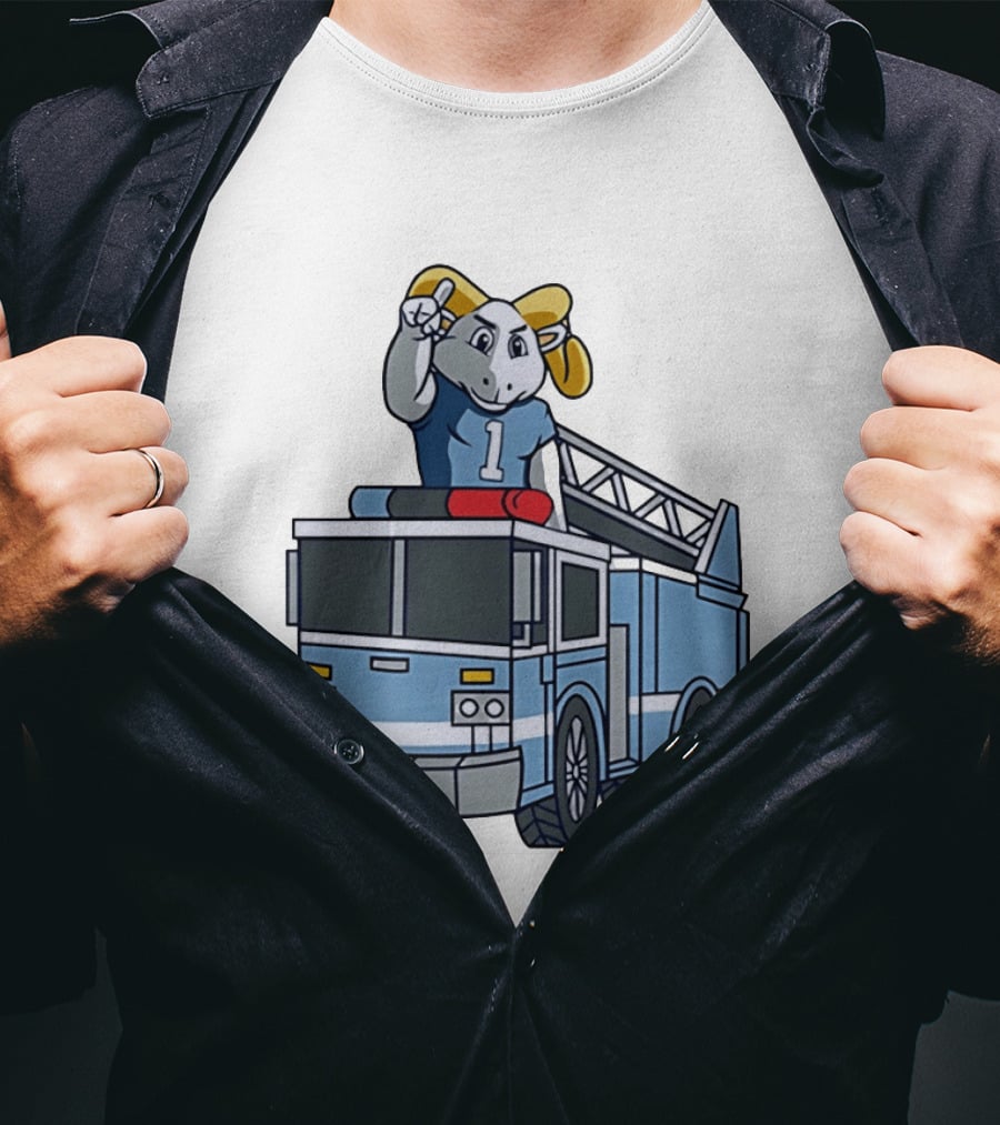 UNC Tar Heels Ram Mascot On Fire Truck Sports Team Merchandise T-Shirt