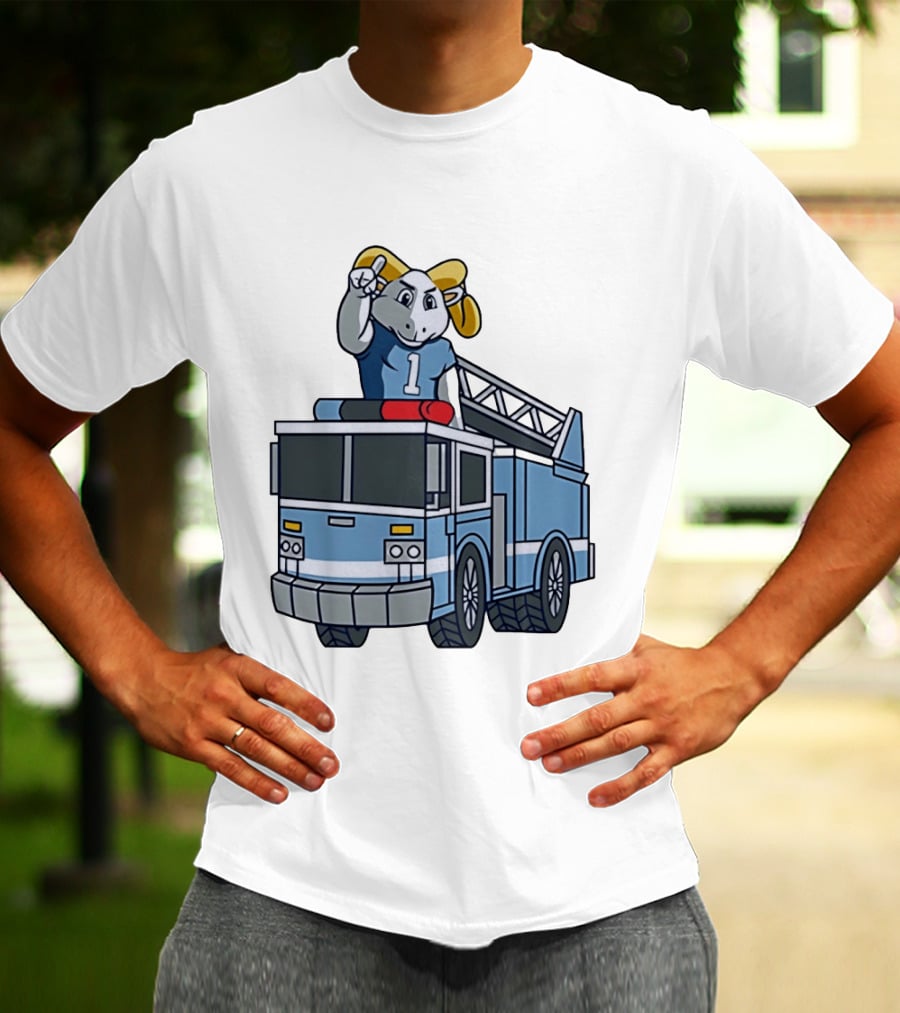 UNC Tar Heels Ram Mascot On Fire Truck Sports Team Merchandise T-Shirt