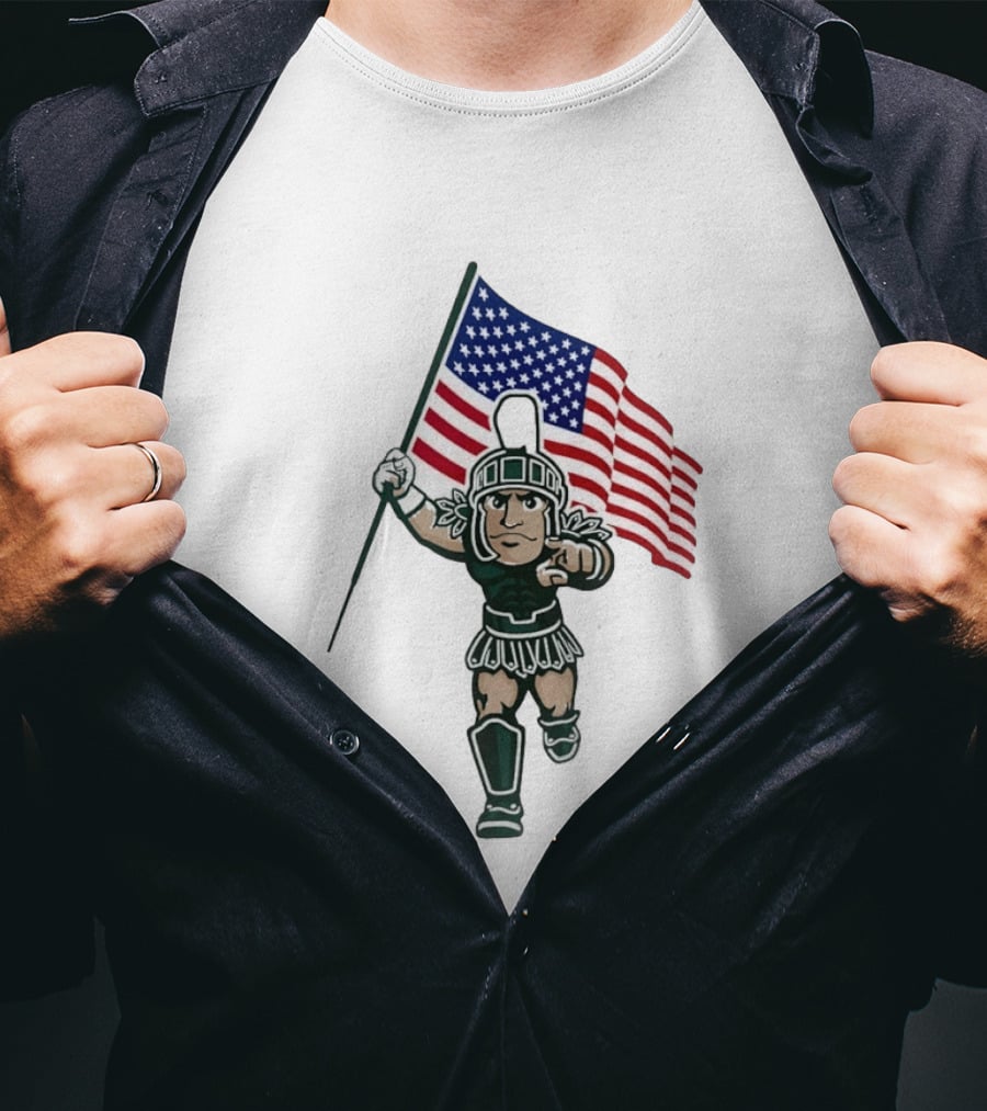 Michigan State Spartans USA Flag T-Shirt