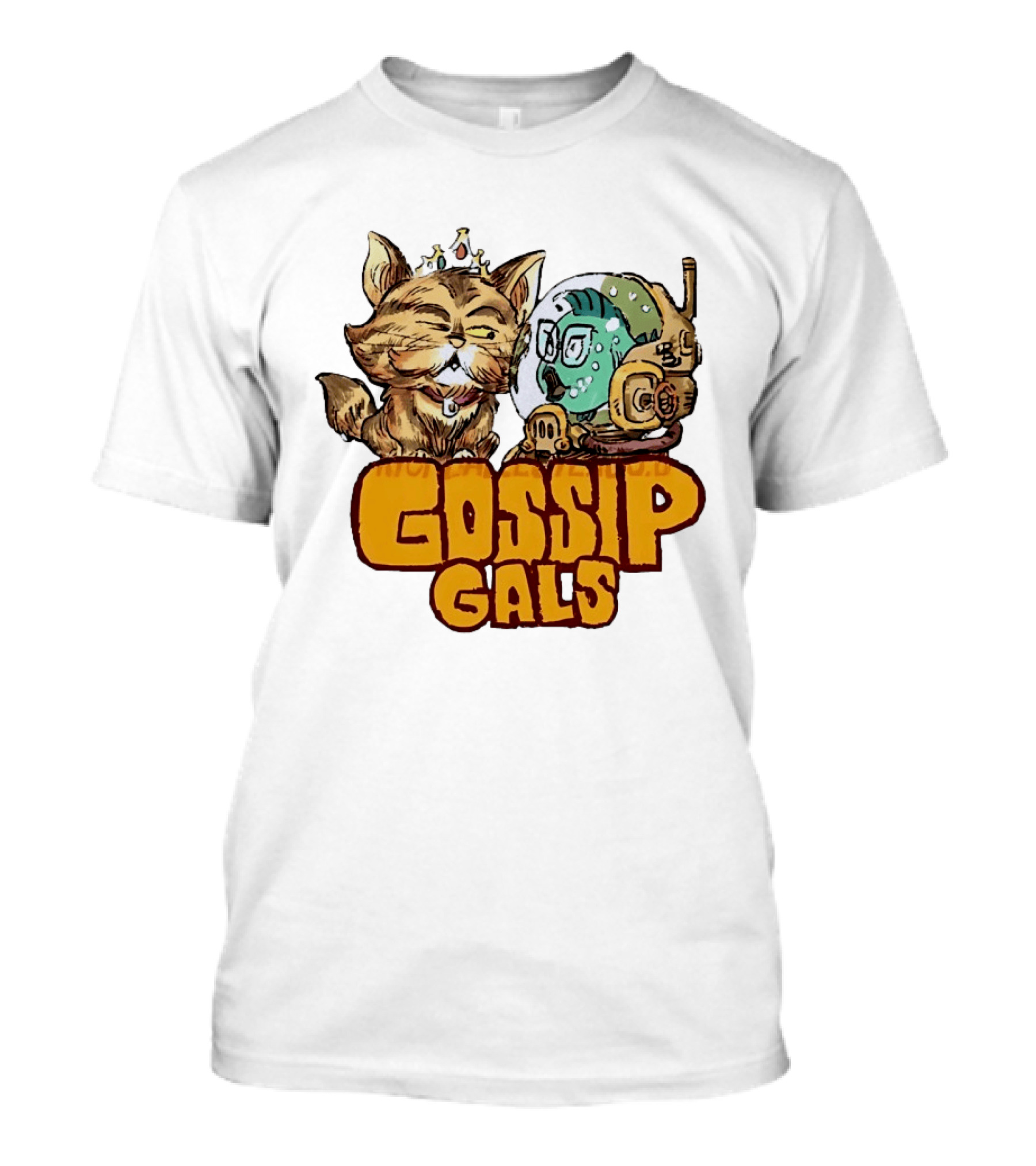 Gossip Gals Royal Cat With Crown And Fish In Astronaut Helmet T-Shirt