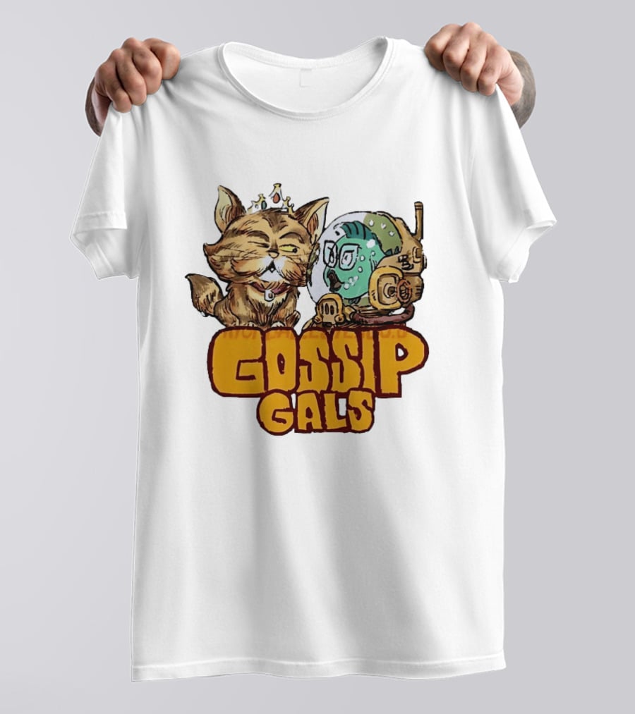 Gossip Gals Royal Cat With Crown And Fish In Astronaut Helmet T-Shirt