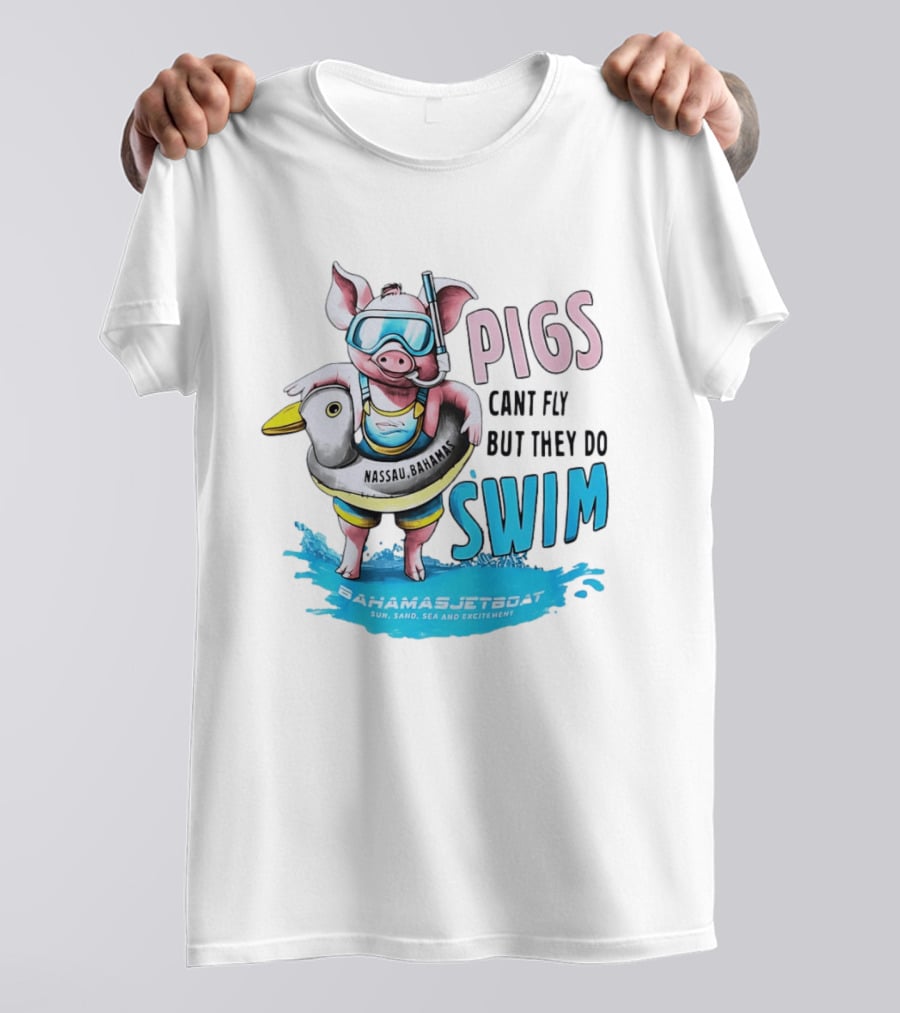 Pigs Fly Nassau Scuba Sand Sea Swim T-Shirt