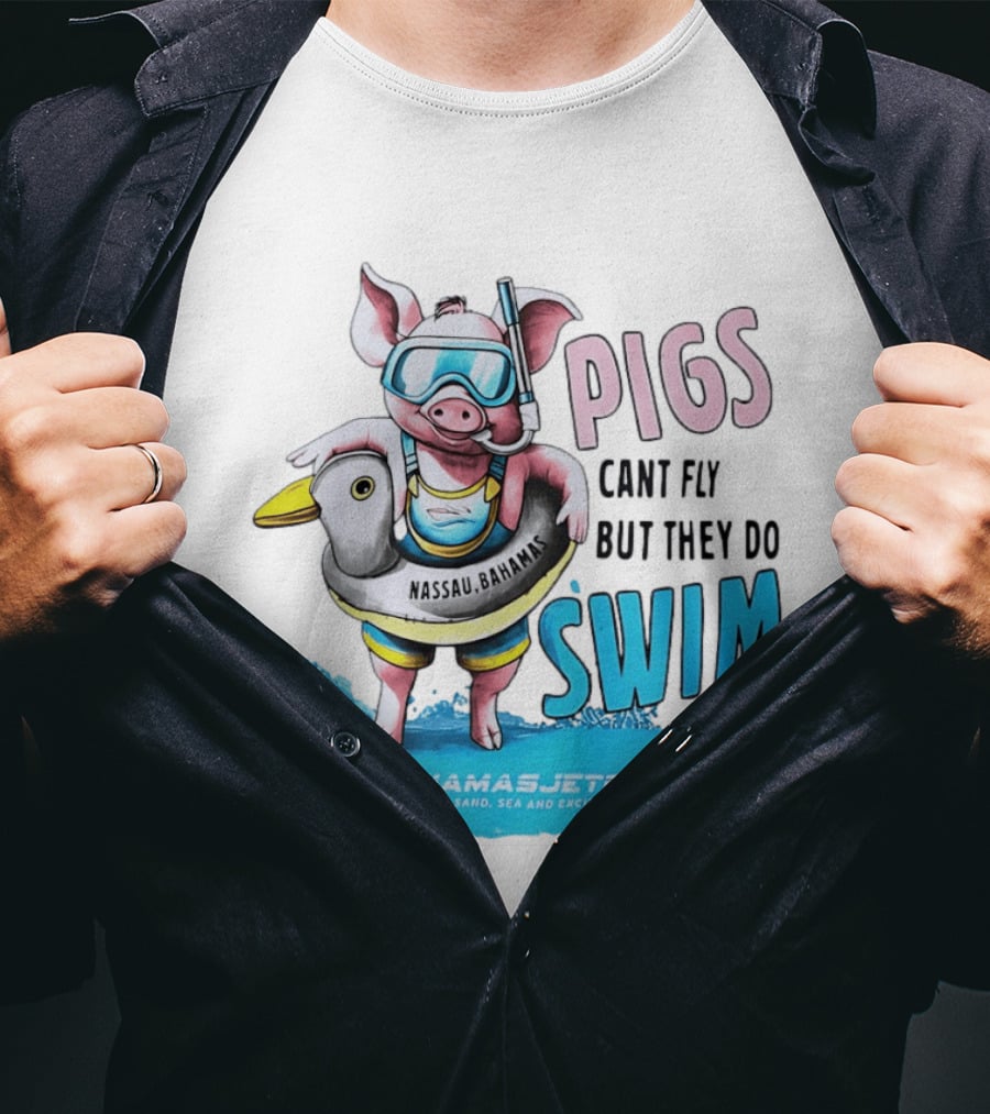 Pigs Fly Nassau Scuba Sand Sea Swim T-Shirt