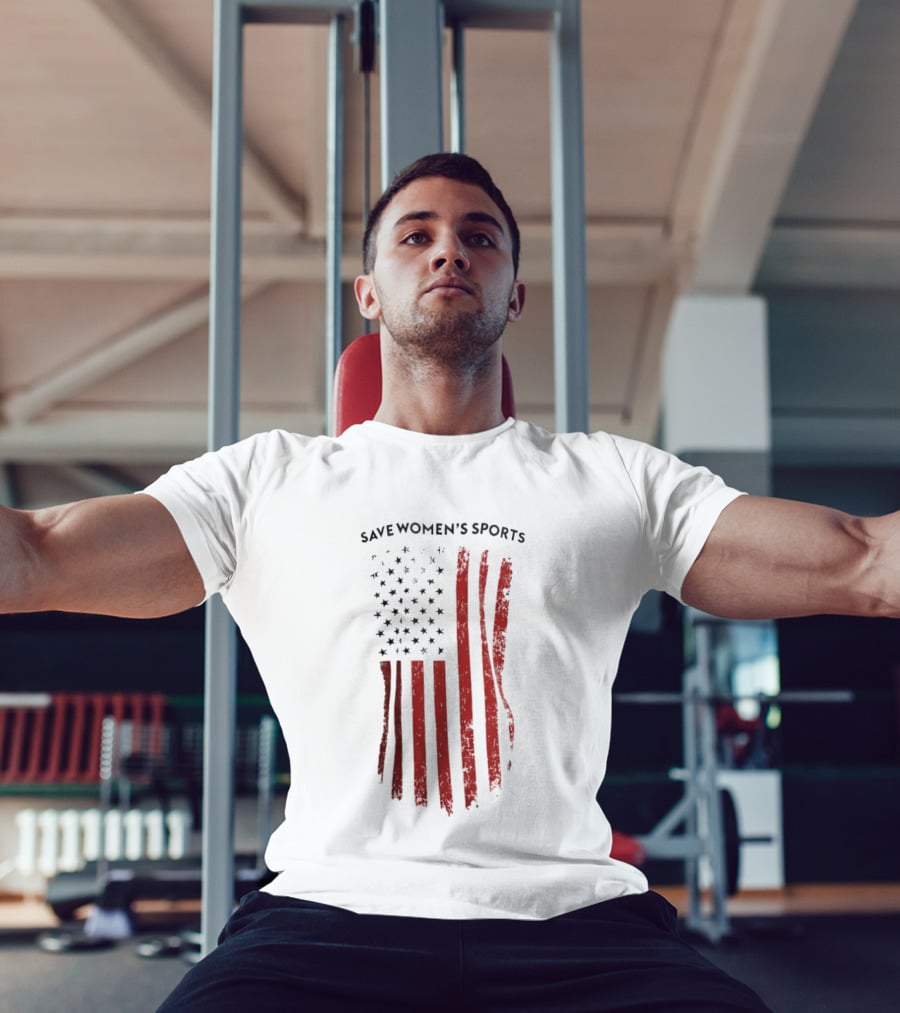 Save Women's Sports Red American Flag Stripes T-Shirt