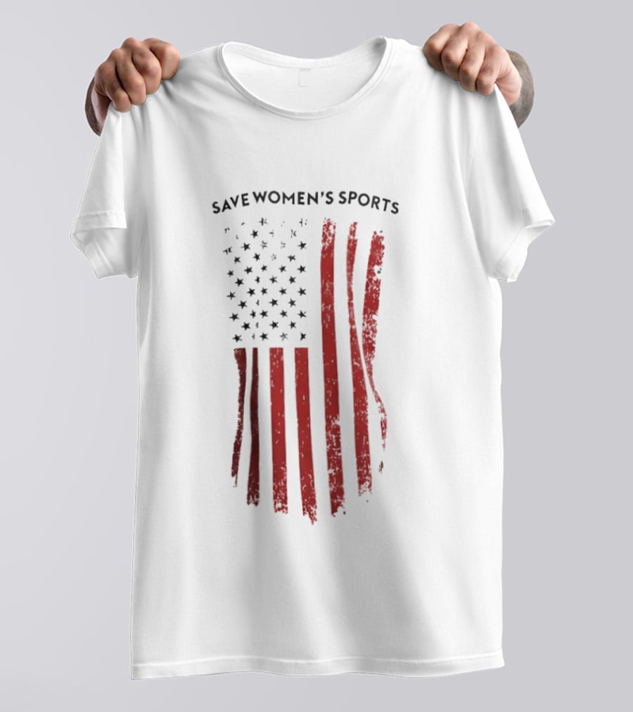Save Women's Sports Red American Flag Stripes T-Shirt