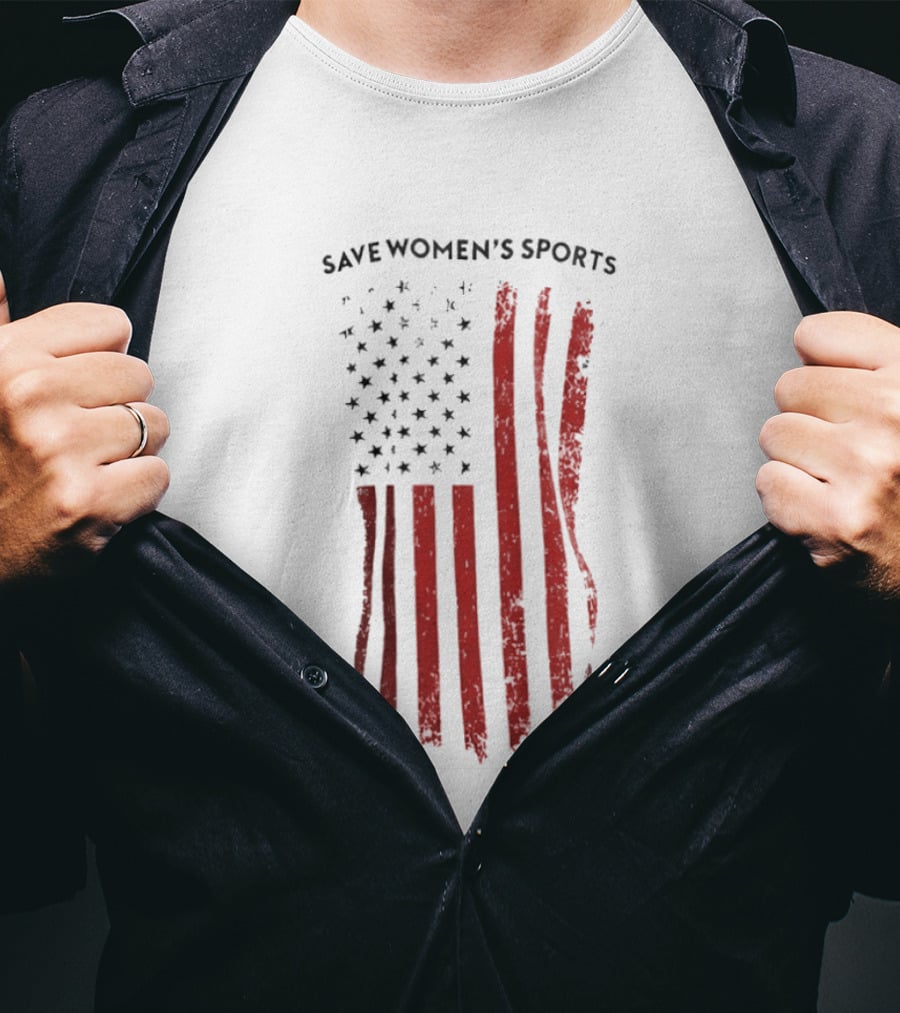 Save Women's Sports Red American Flag Stripes T-Shirt