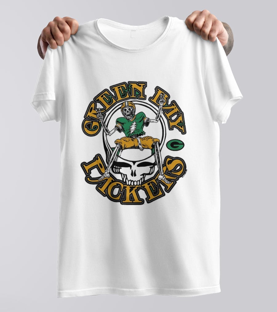 Green Bay Packers Skeleton Grateful Dead Collaboration T-Shirt