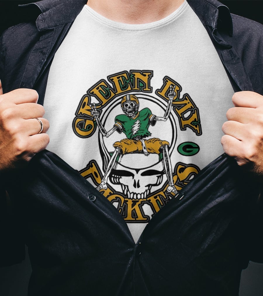 Green Bay Packers Skeleton Grateful Dead Collaboration T-Shirt