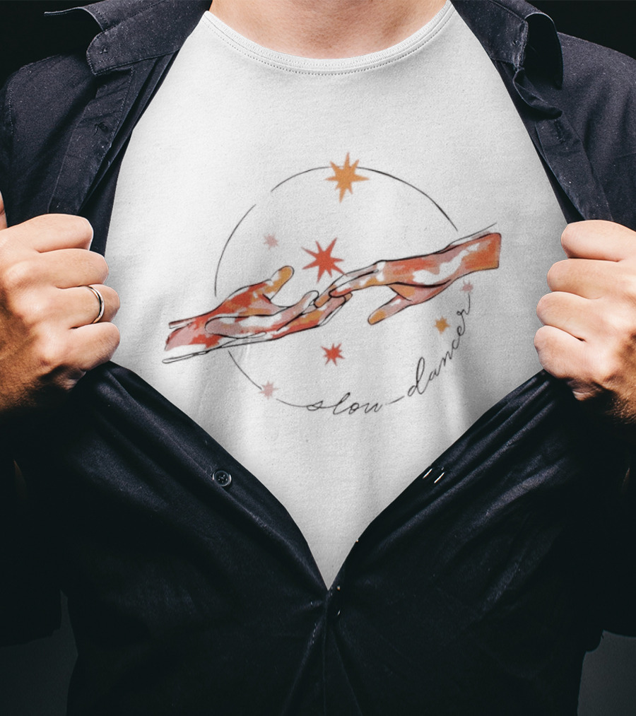 Slow Dancer Touching Hands With Celestial Stars Cosmic T-Shirt