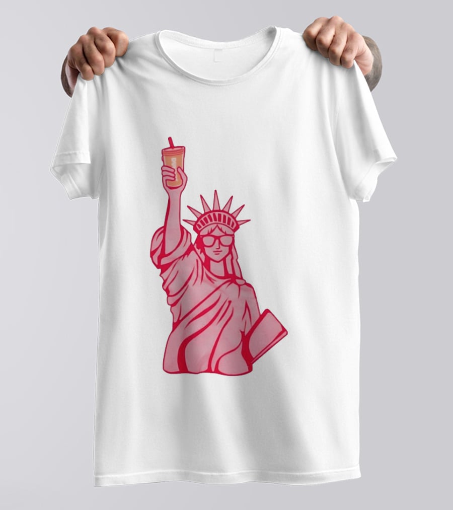 Statue Of Liberty Sunglasses Iced Drink T-Shirt