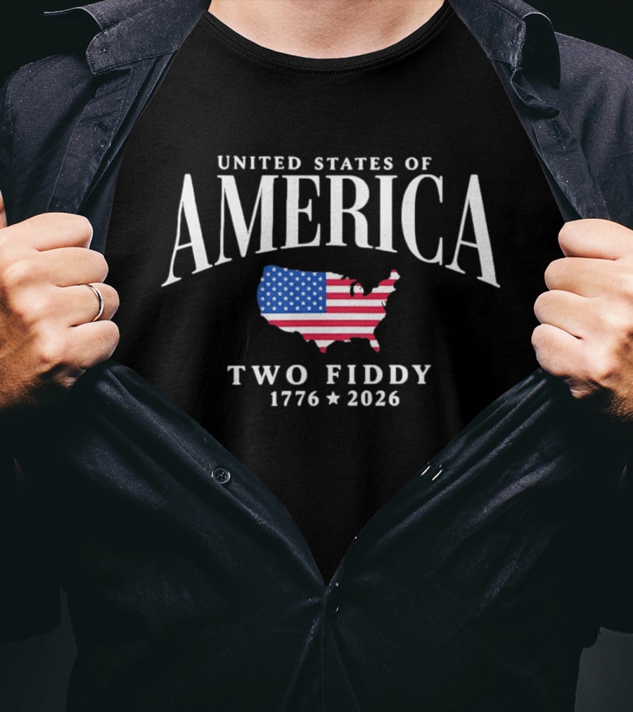 United States Of America Map Flag Two Fiddy 1776 2026 Celebration T-Shirt