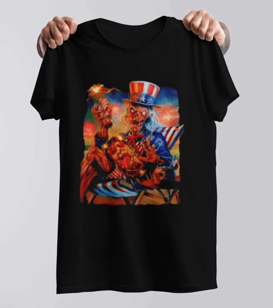 Crypt Keeper Uncle Sam 4th Of July Firework Spectacle T-Shirt