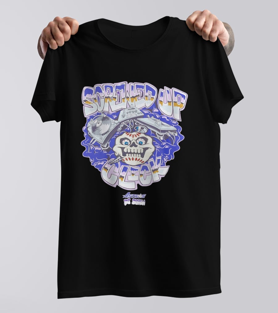Screwed Up Click Skull DJ Houston Astros Mashup Visual T-Shirt