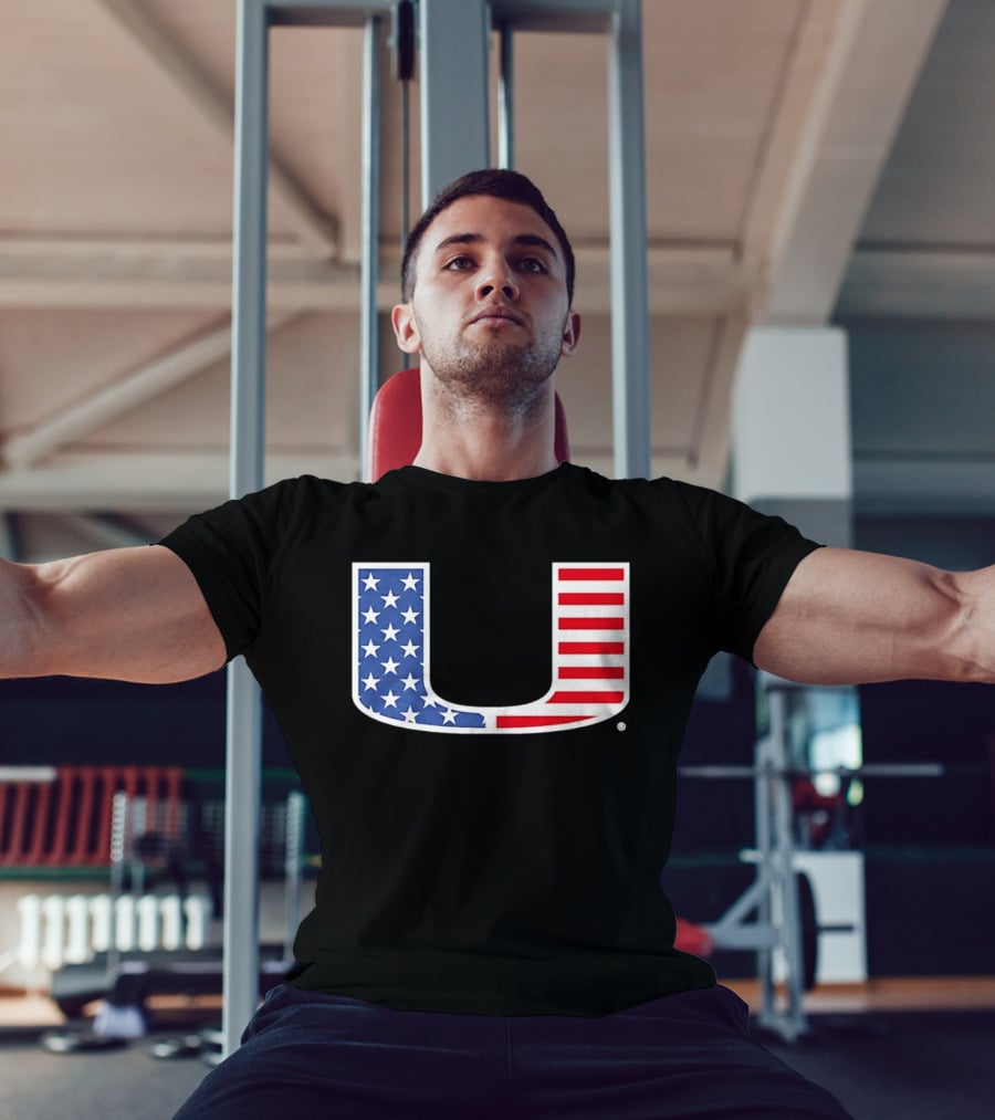 Miami Hurricanes USA Flag Stars Stripes Iconic Team T-Shirt