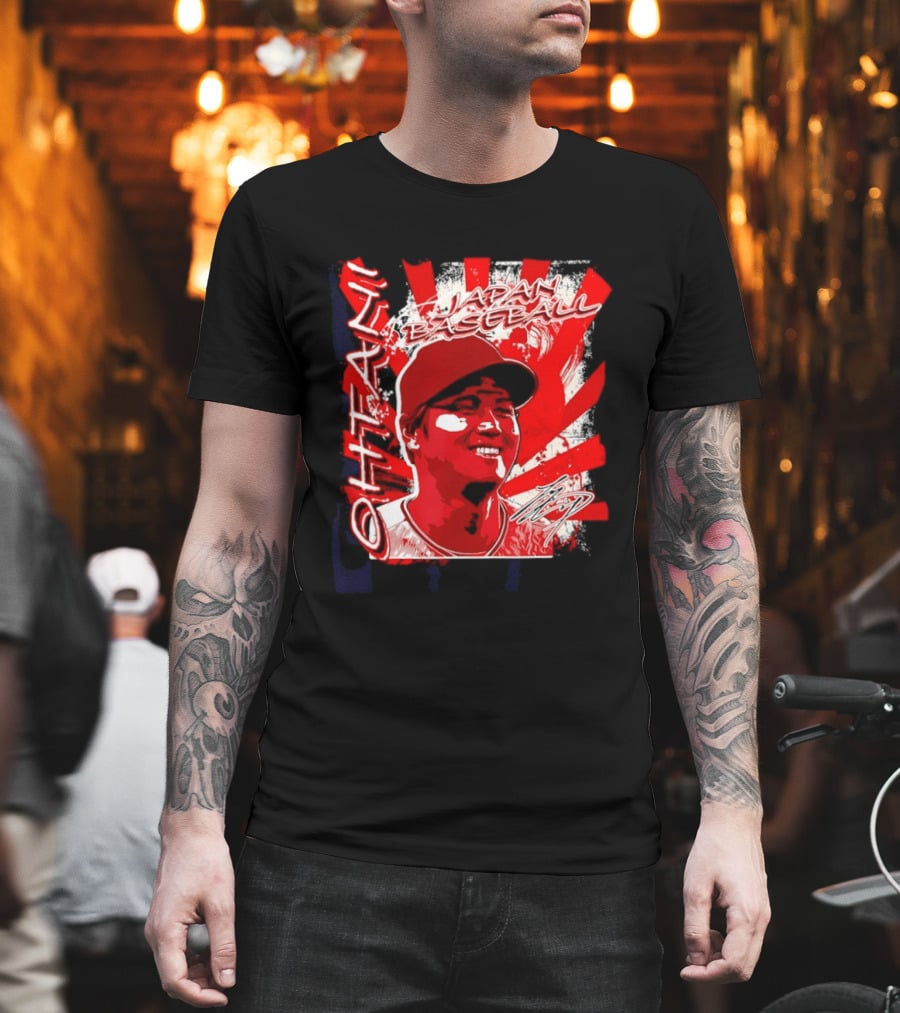 Japan Baseball Shohei Ohtani MLB International Red White Sunburst T-Shirt
