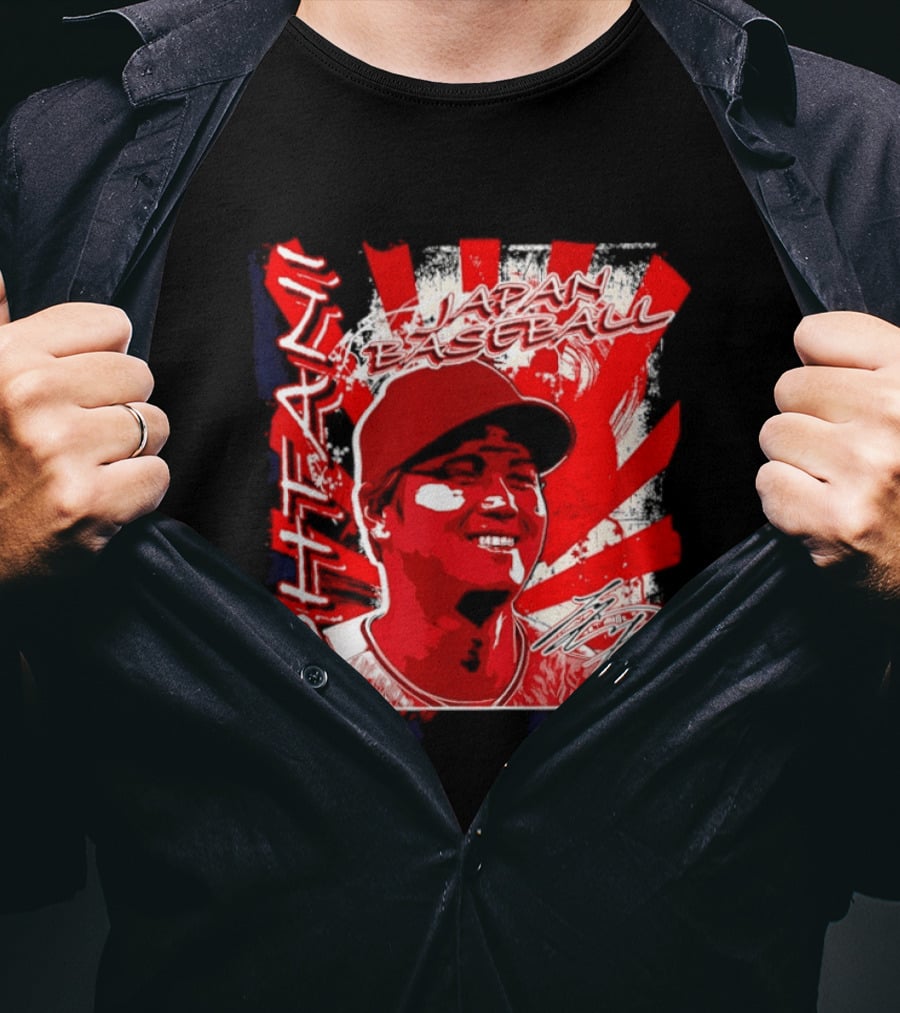 Japan Baseball Shohei Ohtani MLB International Red White Sunburst T-Shirt