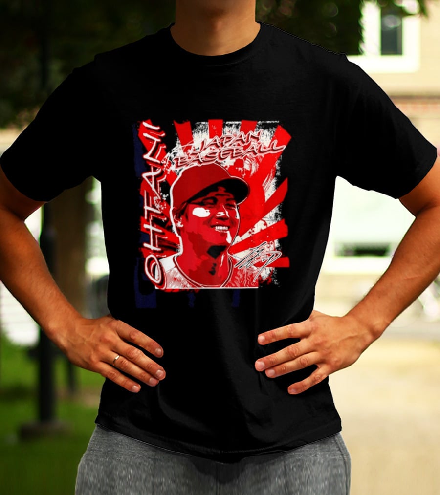 Japan Baseball Shohei Ohtani MLB International Red White Sunburst T-Shirt