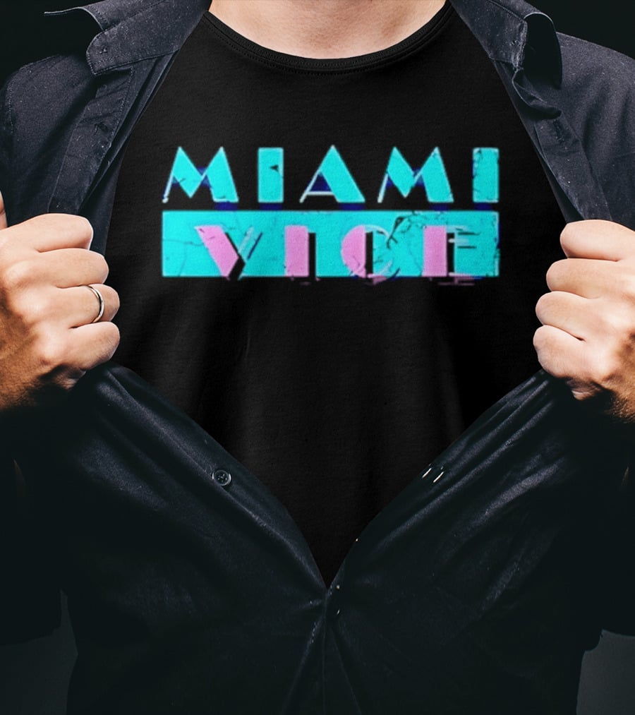 MIAMI VICE Retro Neon Blue Pink Aesthetic T-Shirt