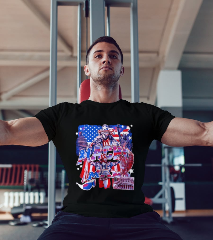 Macho Man America Independence Day Patriotic Retro USA T-Shirt