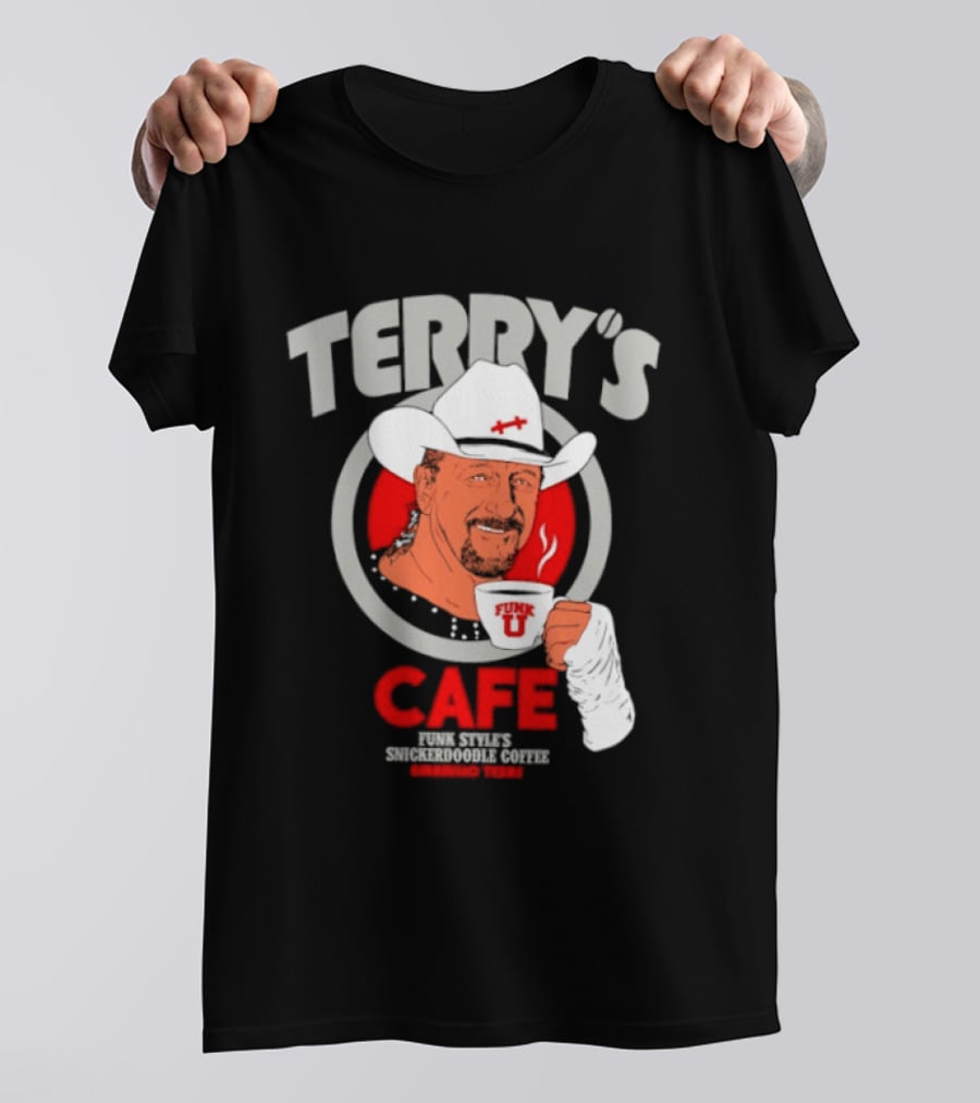 Terry's Cafe Terry Funk Funk U Coffee Cowboy Bandage T-Shirt