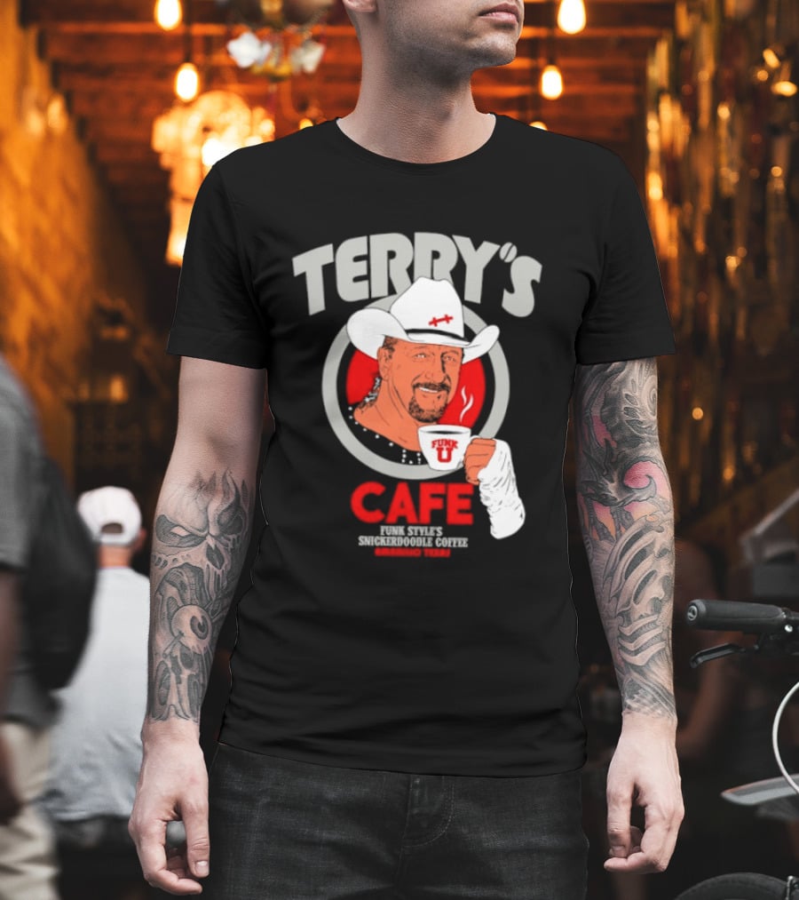 Terry's Cafe Terry Funk Funk U Coffee Cowboy Bandage T-Shirt