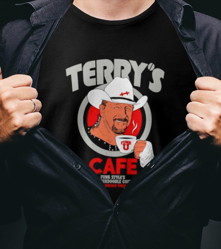 Terry's Cafe Terry Funk Funk U Coffee Cowboy Bandage T-Shirt