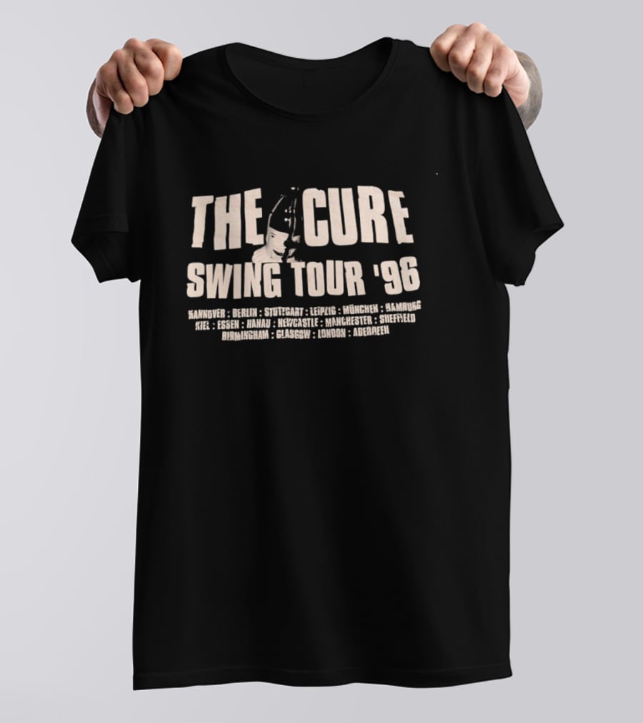 The Cure Swing Tour '96 European Cities Robert Smith Alternative Rock T-Shirt