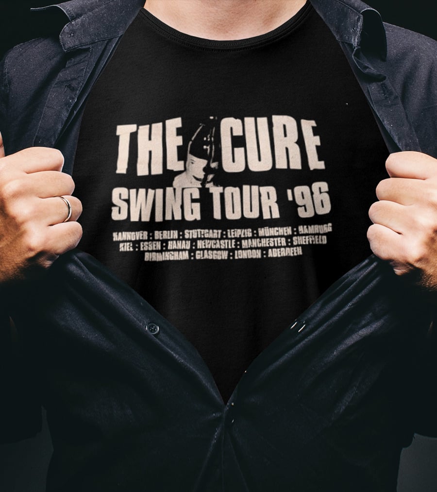 The Cure Swing Tour '96 European Cities Robert Smith Alternative Rock T-Shirt