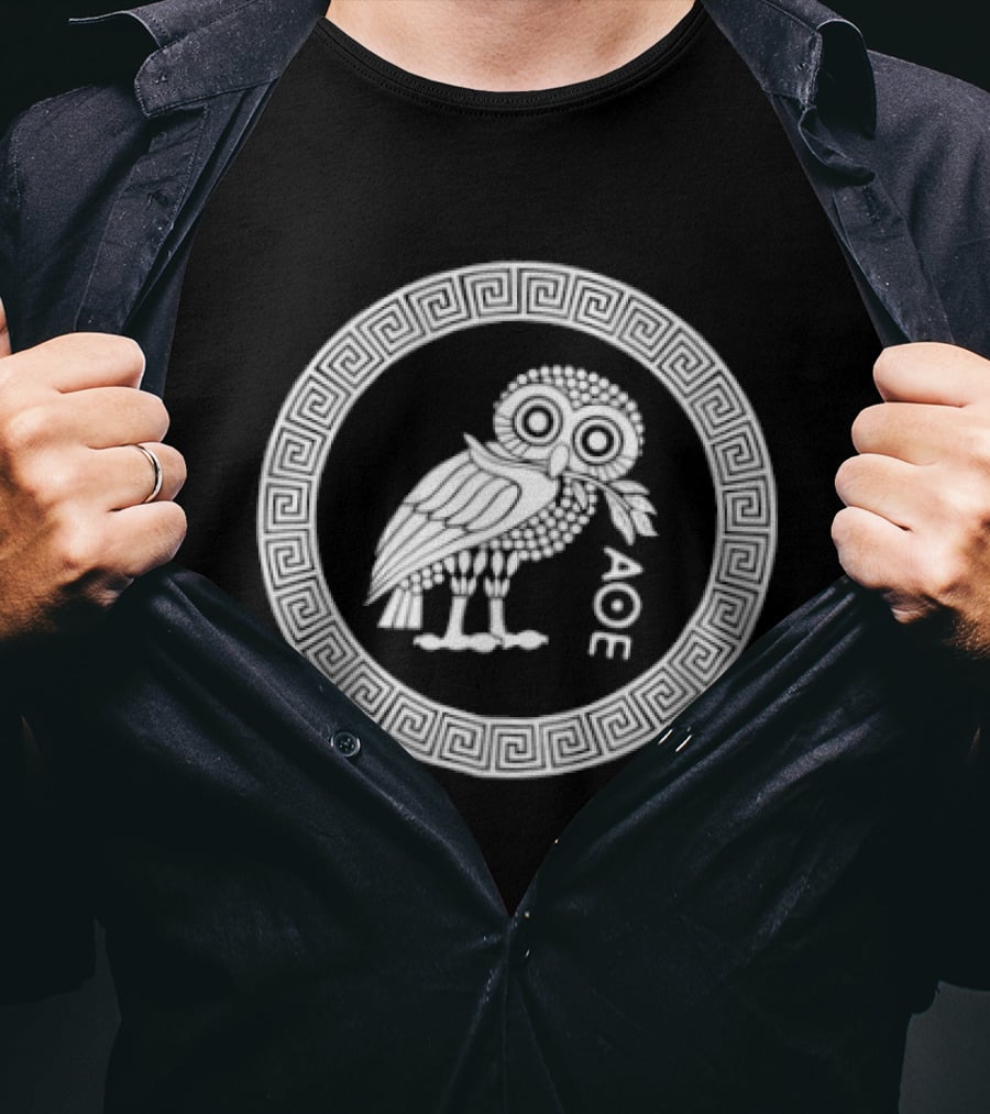 Owl Of Athena ΑΘΕ Symbol In Greek Circular T-Shirt