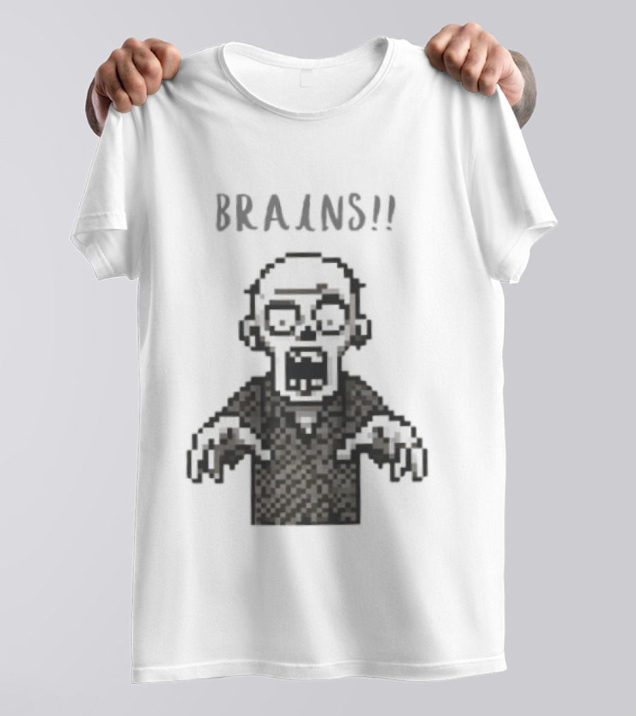 8 Bit Brains Pixel Zombie Undead Horror T-Shirt
