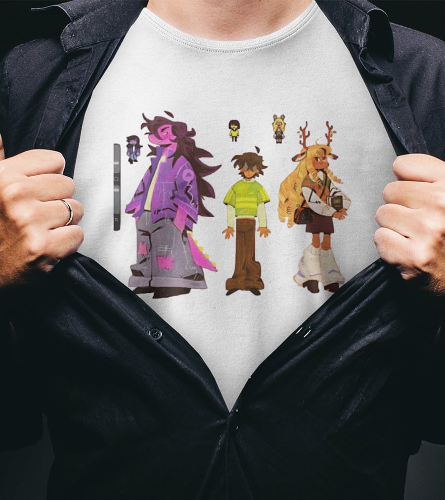 Deltarune Characters Illustrated Including Kris Susie And Noelle T-Shirt