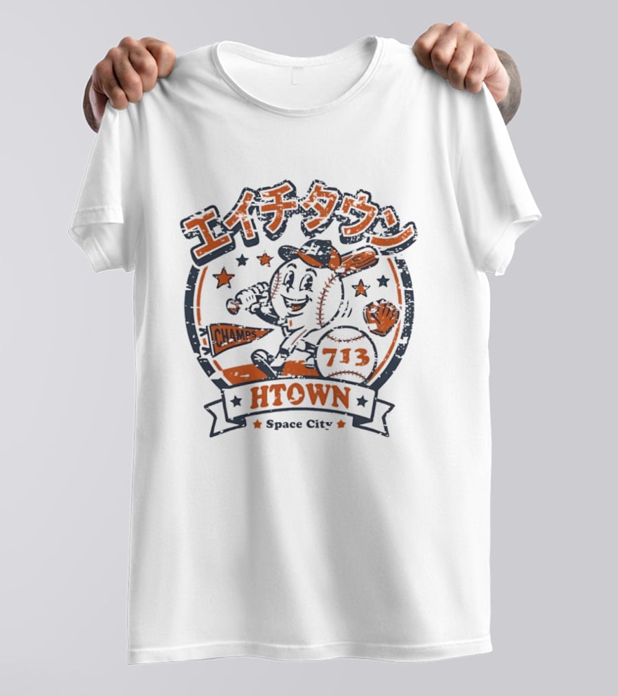 Htown Katakana Space City 713 Champs Baseball H Town Player T-Shirt
