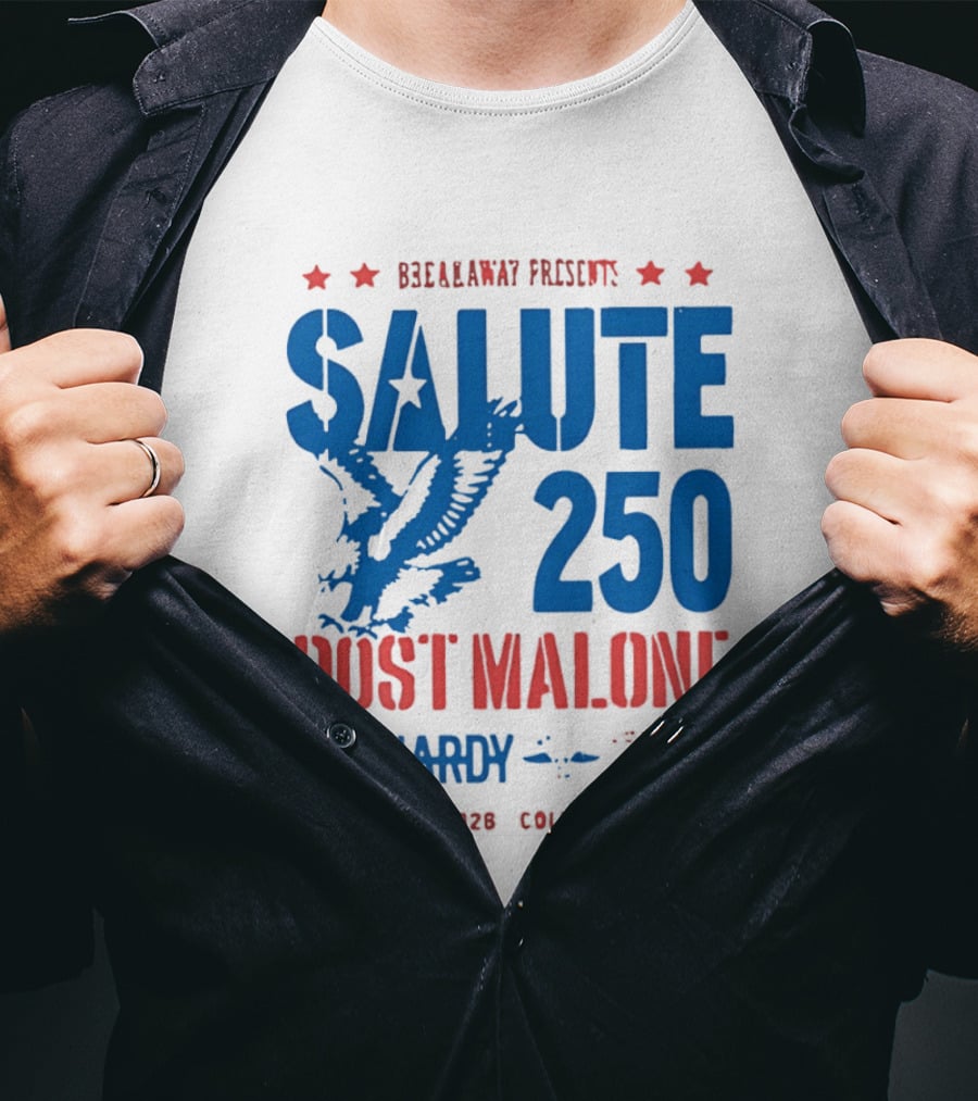 Breakaway Salute 250 Post Malone Hardy Bald Eagle Soaring July 2 2026 Columbus Ohio T-Shirt