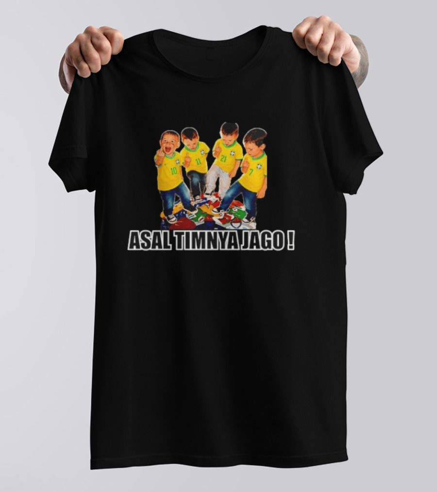Brazil Football Kids Middle Finger Asal Timnya Jago Soccer Humor T-Shirt