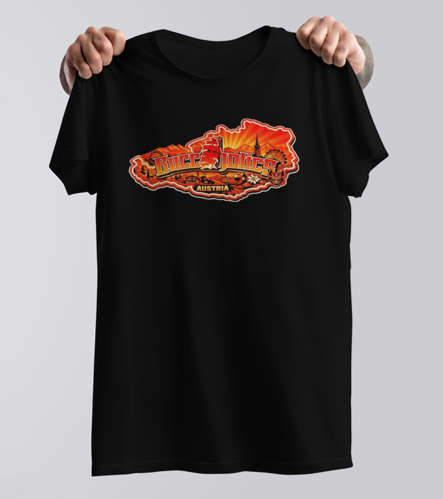 Buccaholics Austria Map With Mountains And Ferris Wheel T-Shirt