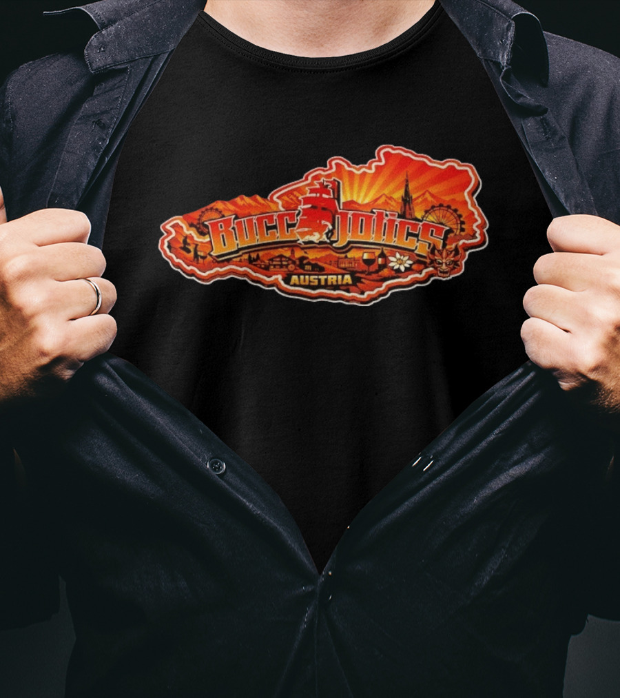Buccaholics Austria Map With Mountains And Ferris Wheel T-Shirt