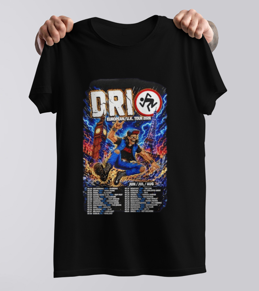 DRI European UK Tour 2026 Dirty Rotten Imbeciles Iconic Punk Artwork London Paris Venues Dates T-Shirt