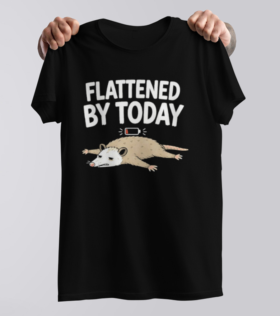 Flattened By Today Opossum Low Battery Humor T-Shirt
