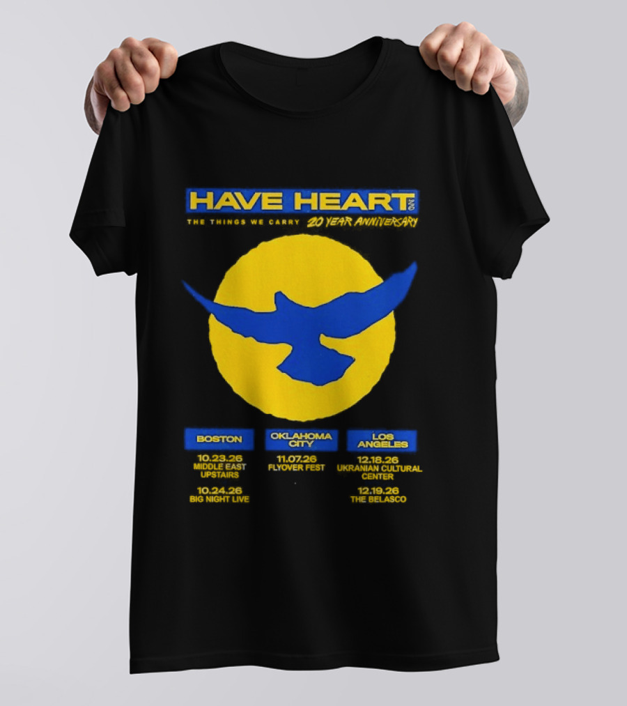 Have Heart The Things We Carry 20 Year Anniversary Tour Boston Philadelphia Los Angeles Bird T-Shirt