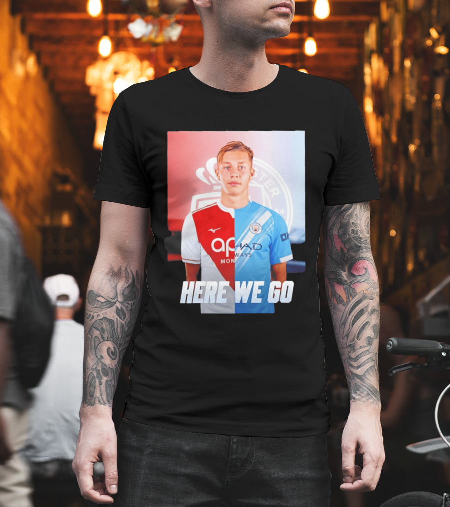 Mathys Detourbet Manchester City AS Monaco Transfer Here We Go T-Shirt